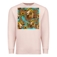 Pale Pink goat sunflowers seamless pattern Premium Sweatshirt - HRA Design Shop