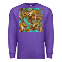 Purple goat sunflowers seamless pattern Premium Sweatshirt - HRA Design Shop