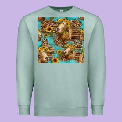 Goat Sunflowers Seamless Pattern Premium Sweatshirt Designed By Hra Design Shop
