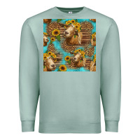 Seafoam goat sunflowers seamless pattern Premium Sweatshirt - HRA Design Shop