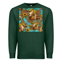 Sports Green goat sunflowers seamless pattern Premium Sweatshirt - HRA Design Shop