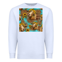 White goat sunflowers seamless pattern Premium Sweatshirt - HRA Design Shop