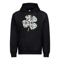 Black four leaf clover dalmatian print grunge Urban Hoodie - MaliasSmallBusiness