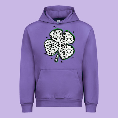 Four Leaf Clover Dalmatian Print Grunge Urban Hoodie Designed By Maliassmallbusiness