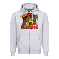 Heather Grey juneteenth black king Zipper Hoodie - texasbilliewilder