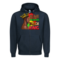 Navy juneteenth black king Zipper Hoodie - texasbilliewilder
