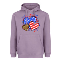 Lavender American flag leopard hearts Heavyweight Hoodie - Neo Western