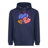 Navy American flag leopard hearts Heavyweight Hoodie - Neo Western