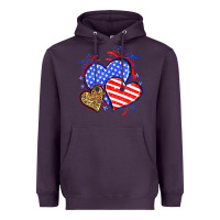 Plum American flag leopard hearts Heavyweight Hoodie - Neo Western