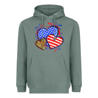 Sage American flag leopard hearts Heavyweight Hoodie - Neo Western