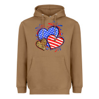 Toasted Coconut American flag leopard hearts Heavyweight Hoodie - Neo Western