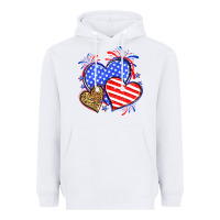 White American flag leopard hearts Heavyweight Hoodie - Neo Western