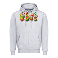 Heather Grey juneteenth coffee cups Zipper Hoodie - texasbilliewilder