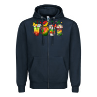Navy juneteenth coffee cups Zipper Hoodie - texasbilliewilder