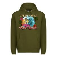 Army Green Life is a beach make waves skeleton Premium Hoodie - NancyCooperArtShop
