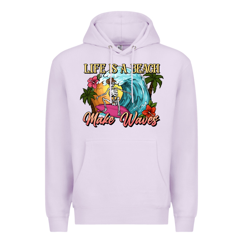 Life Is A Beach Make Waves Skeleton Premium Hoodie by NancyCooperArtShop | Teevron