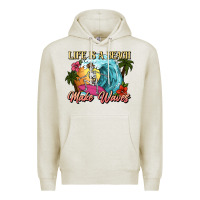 Oatmeal Heather Life is a beach make waves skeleton Premium Hoodie - NancyCooperArtShop