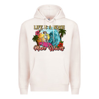 Pale Pink Life is a beach make waves skeleton Premium Hoodie - NancyCooperArtShop