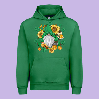 St Patrick's Day Shamrock Sunflowers Gnome Urban Hoodie Designed By Maliassmallbusiness