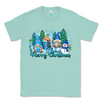 Seafoam merry christmas snowman gnomes Classic Tee - Zillion Design Studio