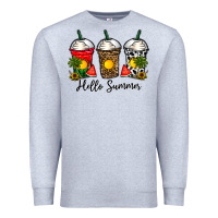 Heather Grey hello summer Premium Sweatshirt - CowhideDigitalArt