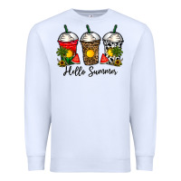 White hello summer Premium Sweatshirt - CowhideDigitalArt
