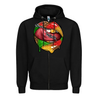 Black juneteenth day lips Zipper Hoodie - texasbilliewilder
