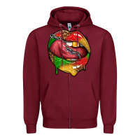 Burgundy juneteenth day lips Zipper Hoodie - texasbilliewilder