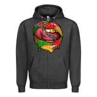 Charcoal Heather juneteenth day lips Zipper Hoodie - texasbilliewilder