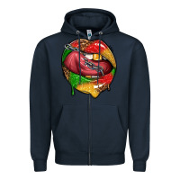 Navy juneteenth day lips Zipper Hoodie - texasbilliewilder