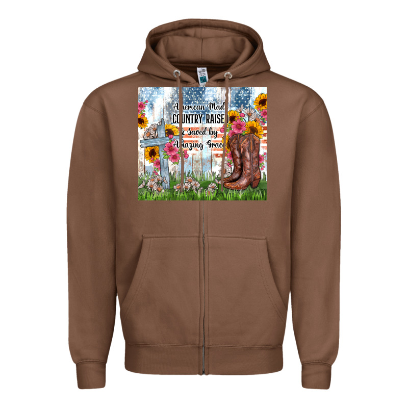 Christian Western American Made Country Raised Zipper Hoodie by Zillion Design Studio | Teevron