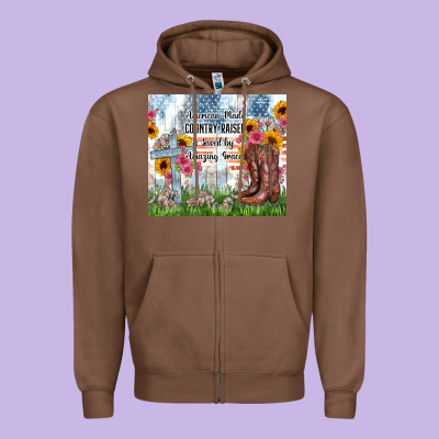 Christian Western American Made Country Raised Zipper Hoodie Designed By Zillion Design Studio