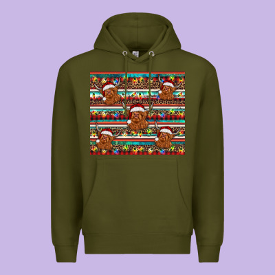Christmas Turquoise Serape Highland Cow Premium Hoodie Designed By Barkaloodesign
