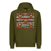 Army Green christmas turquoise serape highland cow Premium Hoodie - BarkalooDesign