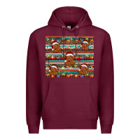 Burgundy christmas turquoise serape highland cow Premium Hoodie - BarkalooDesign