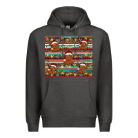 Charcoal Heather christmas turquoise serape highland cow Premium Hoodie - BarkalooDesign