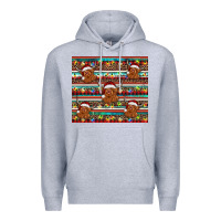 Heather Grey christmas turquoise serape highland cow Premium Hoodie - BarkalooDesign