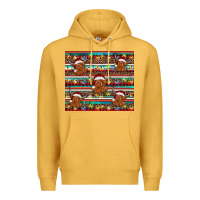 Mustard christmas turquoise serape highland cow Premium Hoodie - BarkalooDesign