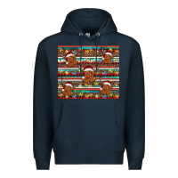 Navy christmas turquoise serape highland cow Premium Hoodie - BarkalooDesign