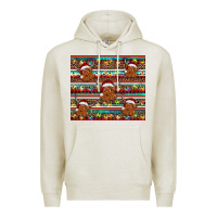 Oatmeal Heather christmas turquoise serape highland cow Premium Hoodie - BarkalooDesign
