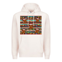 Pale Pink christmas turquoise serape highland cow Premium Hoodie - BarkalooDesign