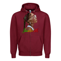 Burgundy juneteenth black woman Zipper Hoodie - texasbilliewilder