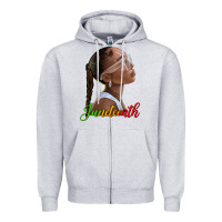 Heather Grey juneteenth black woman Zipper Hoodie - texasbilliewilder
