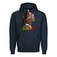 Navy juneteenth black woman Zipper Hoodie - texasbilliewilder