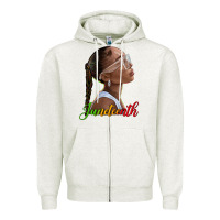 Oatmeal Heather juneteenth black woman Zipper Hoodie - texasbilliewilder