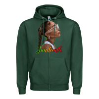 Sports Green juneteenth black woman Zipper Hoodie - texasbilliewilder