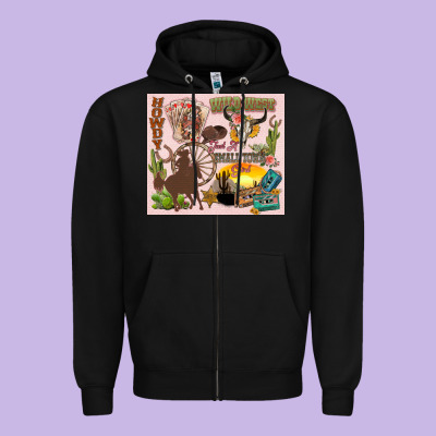 Wild West Western Zipper Hoodie Designed By Zillion Design Studio