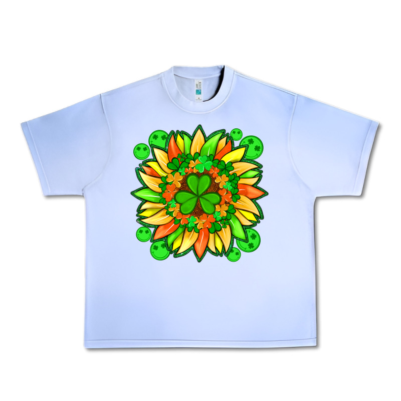 Sunflower With St Patricks Smiley Face And Shamrock With Glitter Urban Heavy Tee by Artiststas | Teevron