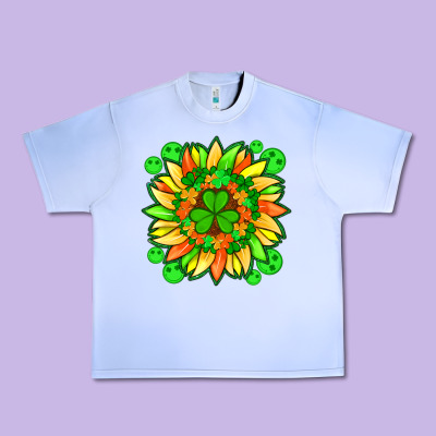 Sunflower With St Patricks Smiley Face And Shamrock With Glitter Urban Heavy Tee Designed By Artiststas