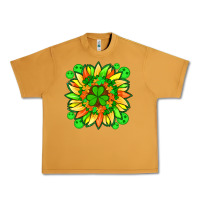 Peanut Butter sunflower with st patricks smiley face and shamrock with glitter Urban Heavy Tee - Artiststas